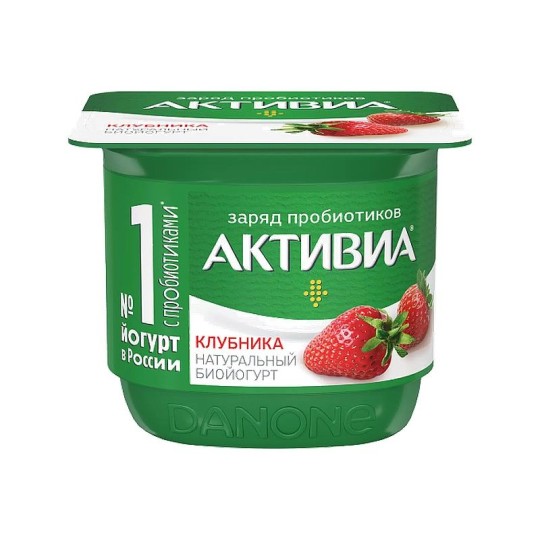 (уценка) БИОЙОГУРТ АКТИВИА ГУСТОЙ ОБОГАЩЕННЫЙ КЛУБНИКА 2,9% 120ГР