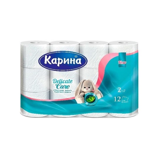 БУМАГА КАРИНА DELICATE CARE ТУАЛЕТНАЯ 2 СЛОЯ 12ШТ