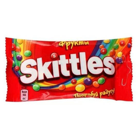Драже Skittles Фрукты в сахарной глазури с ароматами лимона лайма апельсина клубники и чёрной смородины, 38г