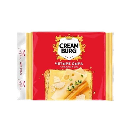 ПЛАВЛЕННЫЙ СЫР CREAMBURG ЧЕТЫРЕ СЫРА 45% 140 Г