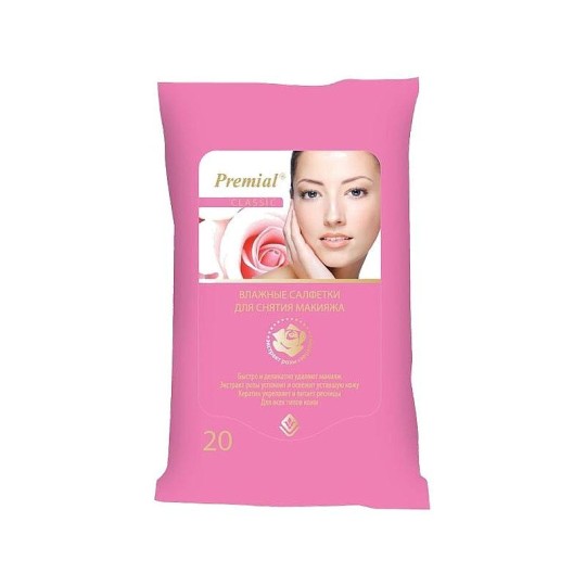 Влажные салфетки Premial Для снятия макияжа 20шт