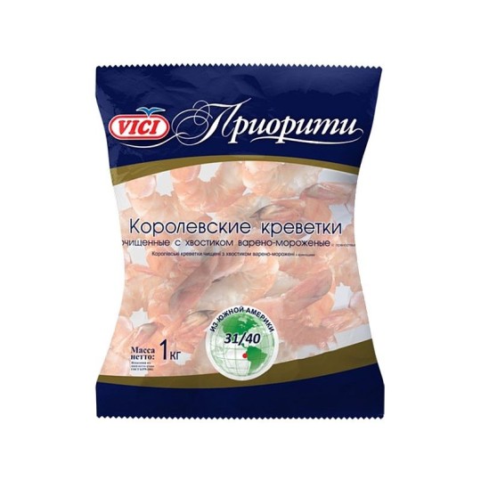 VICI|Королевские креветки очищенные с хвостиком в/м 41/50 «Приорити»