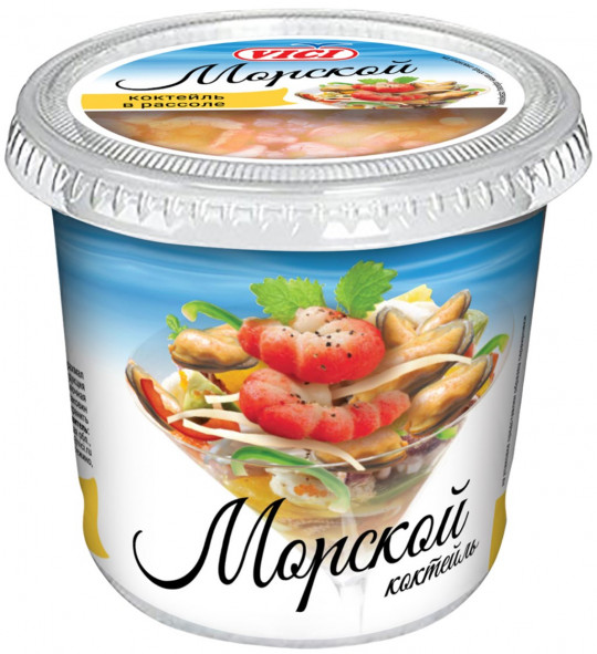 Коктейль морской VICI из морепродуктов с креветками (имитация) в рассоле охлажденный 400 г