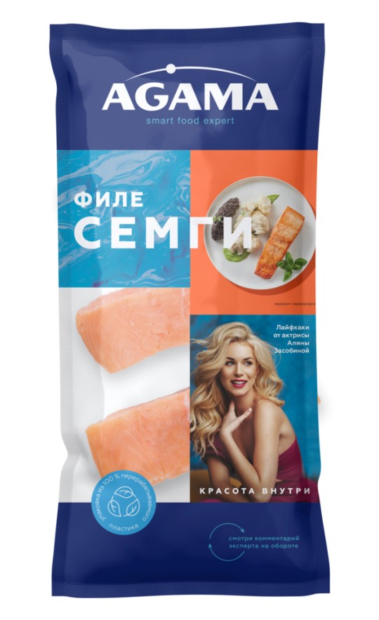 СЕМГА AGAMA ФИЛЕ-КУСОК Б/К МОРОЖ 560Г
