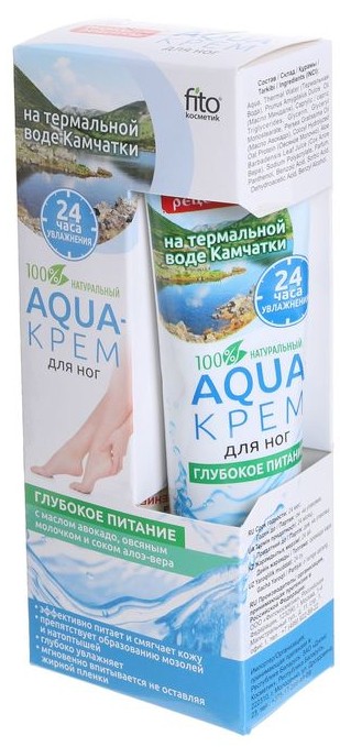 AQUA-крем для ног FITO КОСМЕТИК Глубокое питание на термальной воде Камчатки, 45 мл