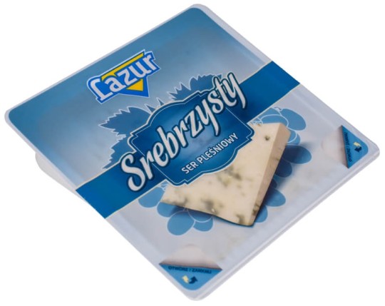 Сыр полутвердый Lazur серебристый с голубой плесенью 50% нарезка 100 г
