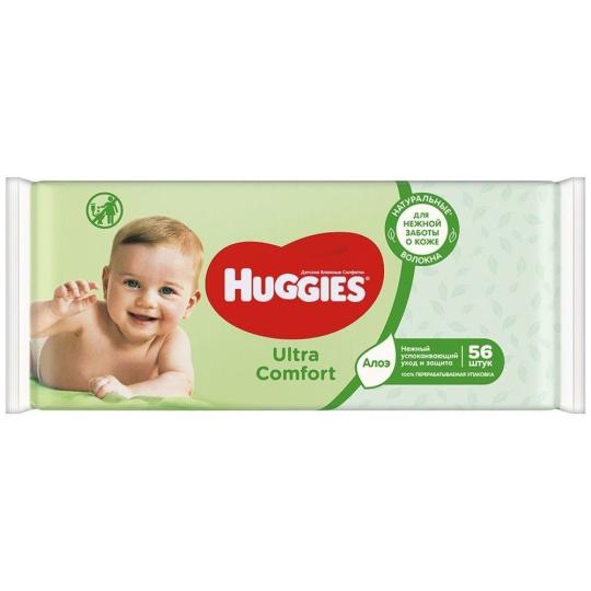 Салфетки Huggies Ultra Comfort Aloe детские влажные, 64шт