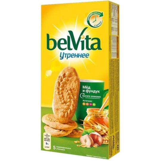 BELVITA| утреннее печенье витаминизированное "С ФУНДУКОМ И МЕДОМ" 225г