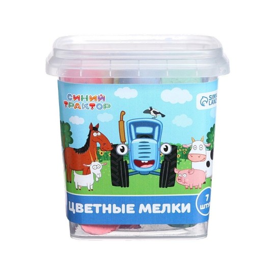 НАБОР ЦВЕТНЫХ МЕЛКОВ СИНИЙ ТРАКТОР 7ЦВ 9562742