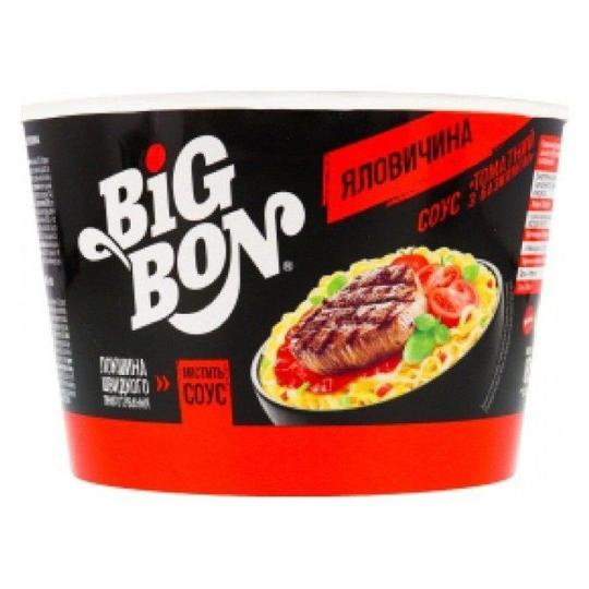 Лапша Big Bon  говядина в соусе томатном с базиликом, 85 гр, чашка